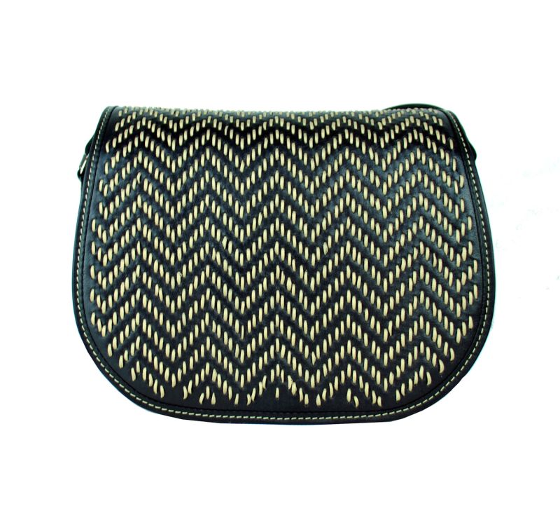 Lovecká kabelka ručne vyšívaná z pravej kože, skrytý magnet