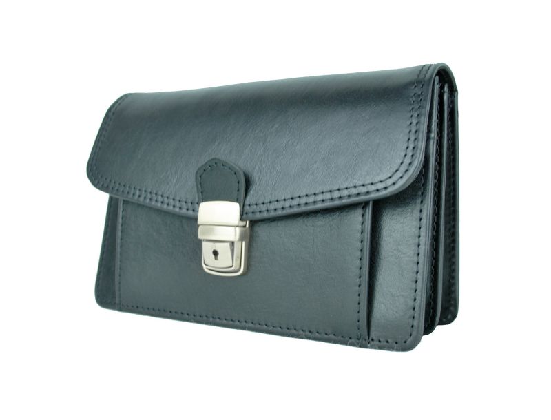 Luxusná kožená etua č.7883, viacúčelové púzdro v čiernej farbe