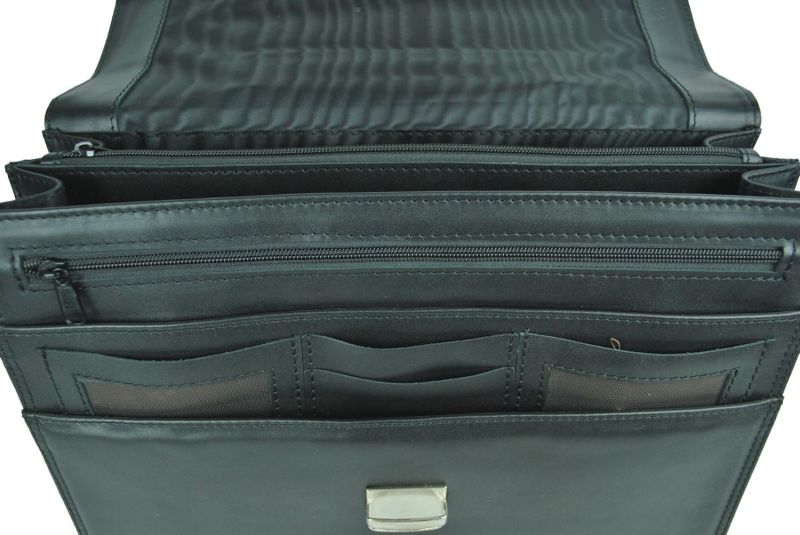 Luxusná perfektná kožená aktovka č.8040 v čiernej farbe