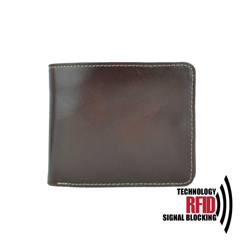 Kožená RFID peňaženka vybavená blokáciou RFID / NFC, hnedá farba č.7992