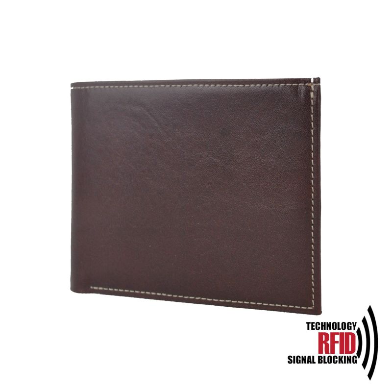 Kožená RFID peňaženka vybavená blokáciou RFID / NFC, tmavo hnedá farba č.8406