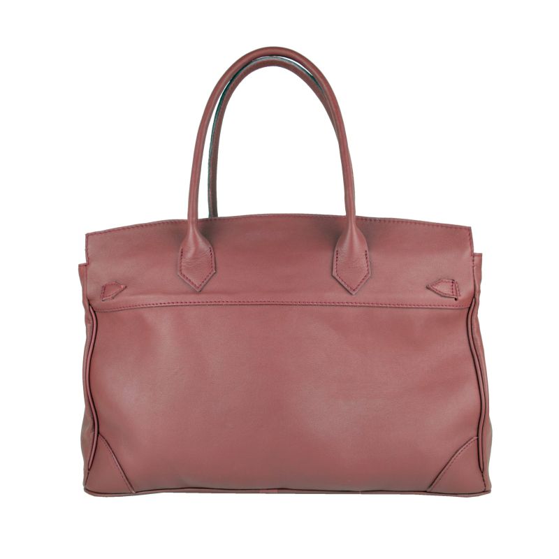 Ručne pletená kabelka z hovädzej usne v talianskom štýle v bordovej farbe