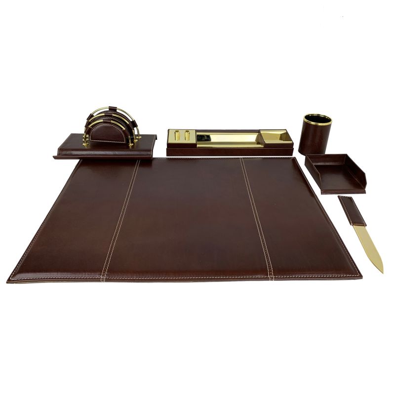 Stolový kancelársky set v tmavo hnedej farbe - Kompletný set