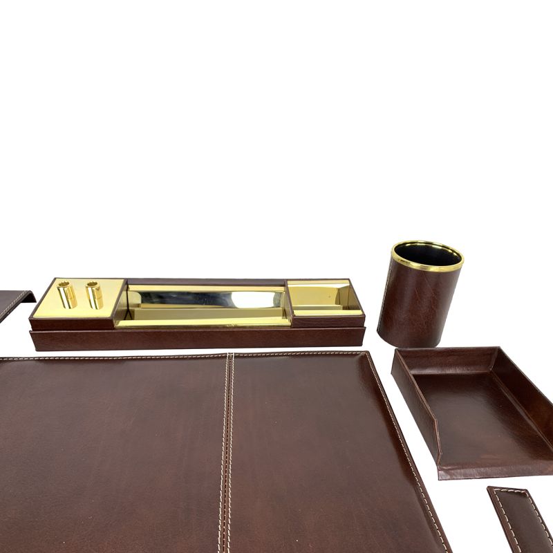 Stolový kancelársky set v tmavo hnedej farbe - Kompletný set