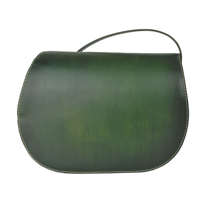 Tmavo zelená kožená kabelka, ručne tieňovaná, uzatváranie - skrytý magnet