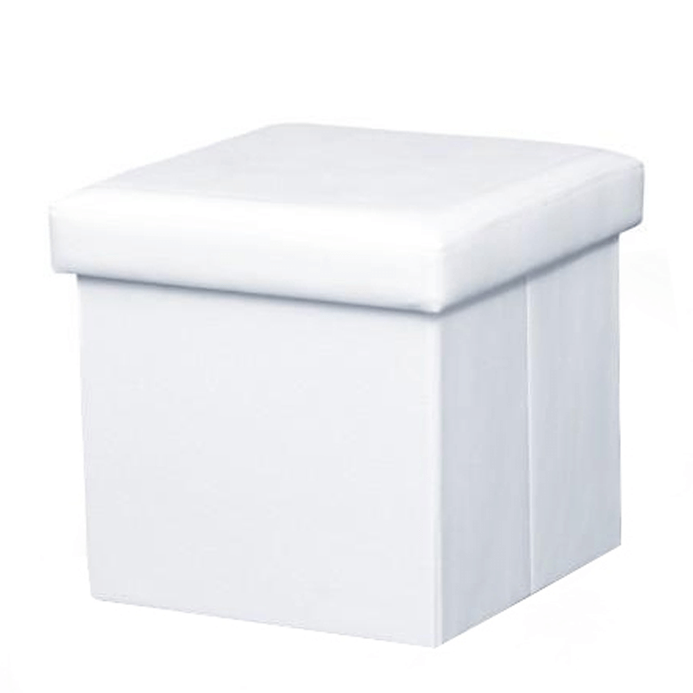 Kondela Skladací taburet, 40cm, ekokoža biela, TELA NEW