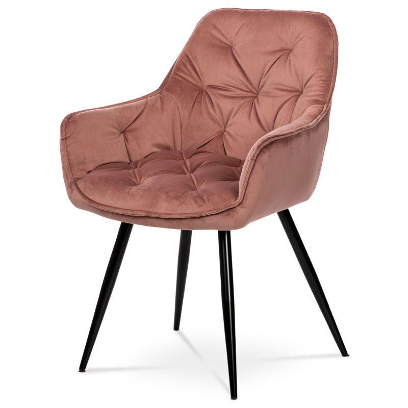 Jedálenská stolička, ružová, zamatová látka, DCH-421 PINK4