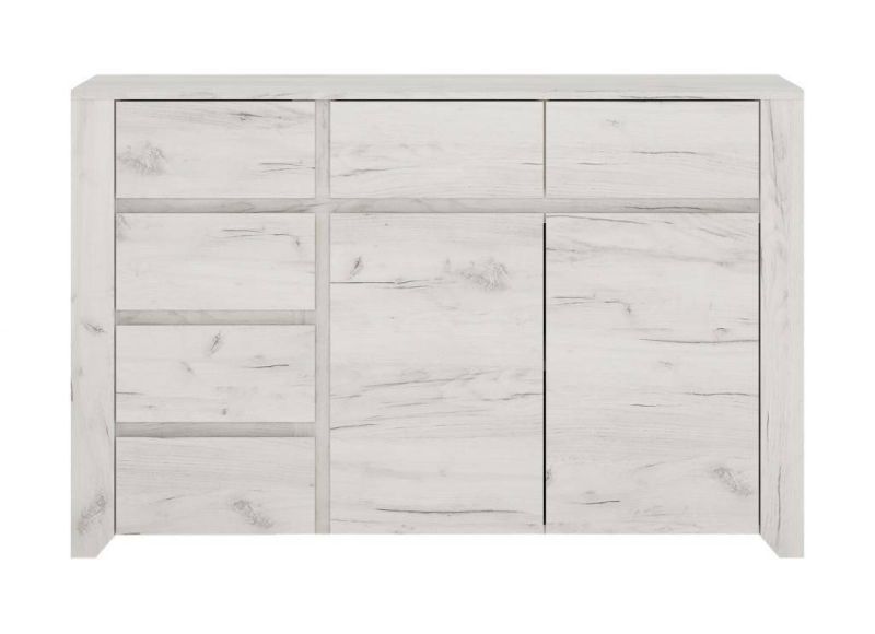 Komoda, 119cm, kombinovaná, dub white craft, HESTRA TYP 42