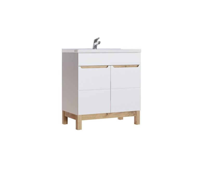 Skrinka pod umývadlo, 80cm, biela, biely lesk, BALI WHITE 821