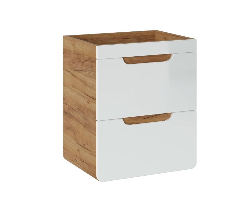 Skrinka pod umývadlo, 50cm, dub wotan, biely lesk, ARUBA WHITE 824