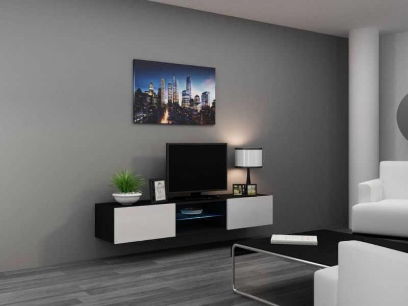Fotografia produktu: Televízny stolík, 180cm, čierny, biely, VIGO GLASS 180