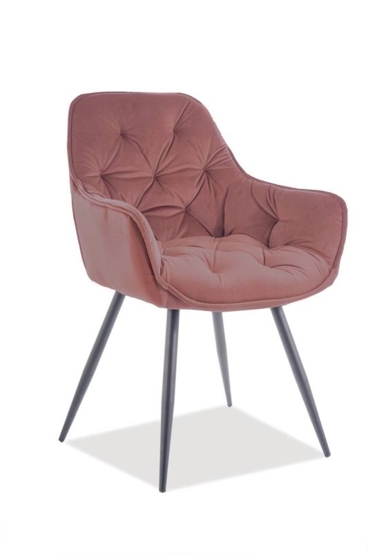 Jedálenská stolička, antická ružová látka, nohy kov čierny, Signal, CHERRY MAT VELVET