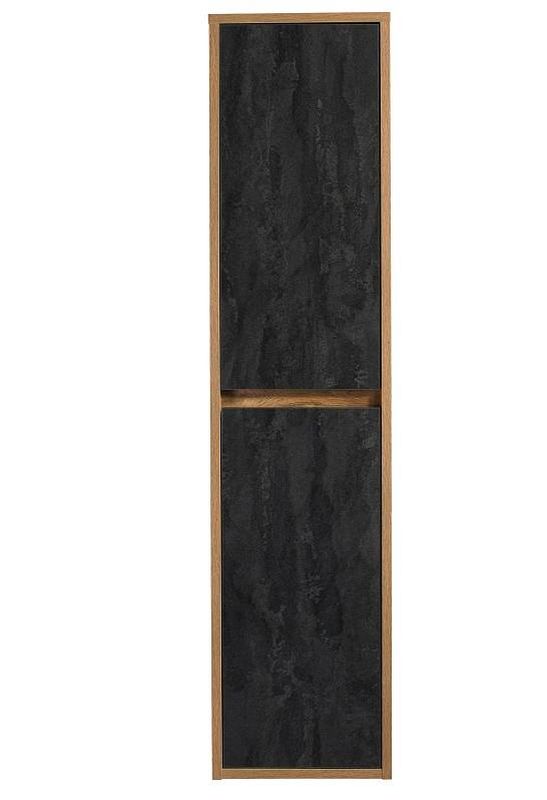 Vysoká skrinka, 40cm, tmavý betón, dub hunton, HAMPTON 800