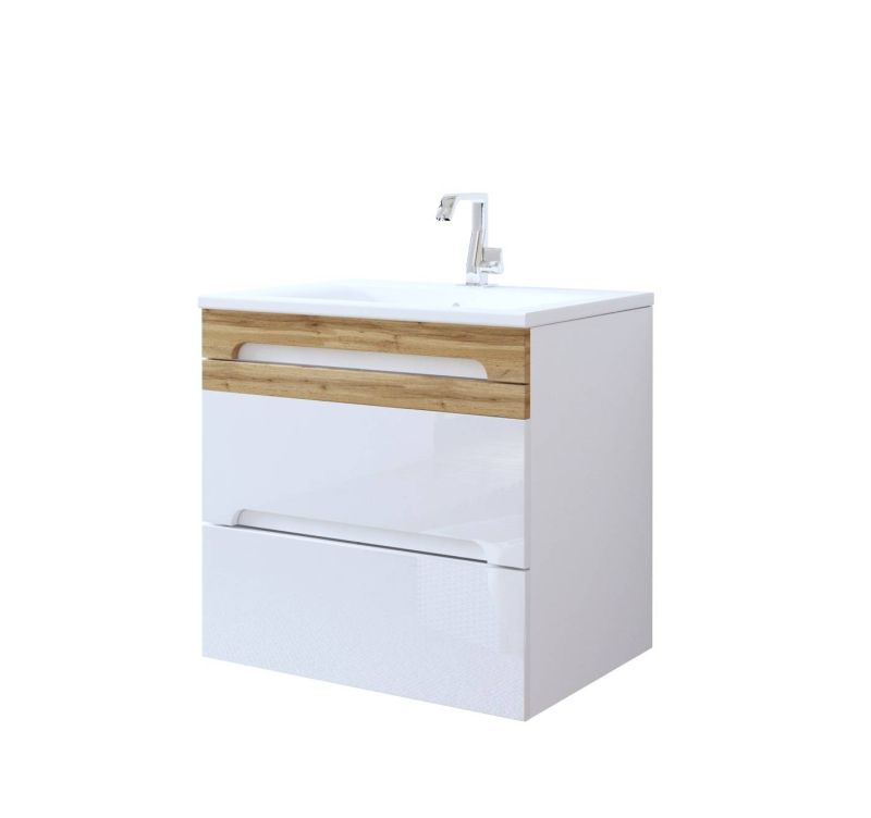 Skrinka pod umývadlo, 60cm, biela, lesk, GALAXY WHITE 822