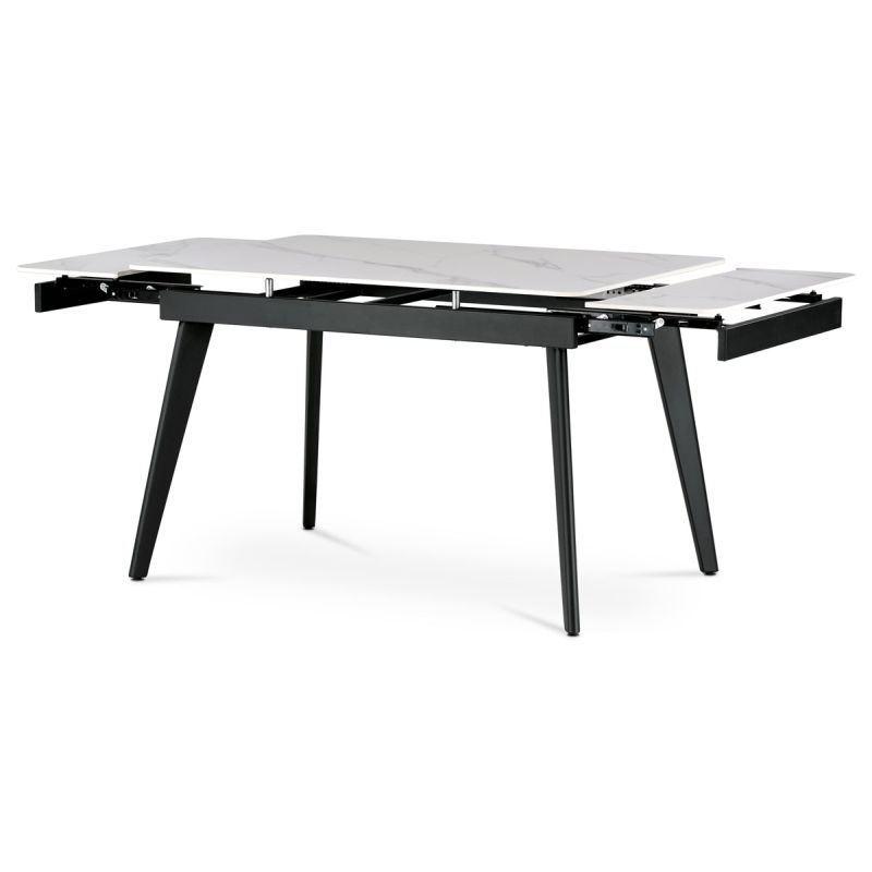 Jedálenský stôl 120-180x80 cm, rozkladací, keramika, kov, biely, HT-405M WT