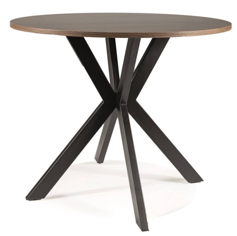 Jedálenský stôl, okrúhly 90cm, MDF, orech, čierny, Signal, TALIA II