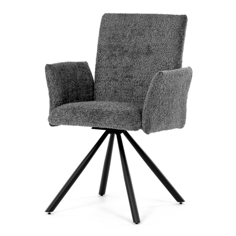 Jedálenská stolička, sivá, bouclé, látka, DCH-W1117 GREY2