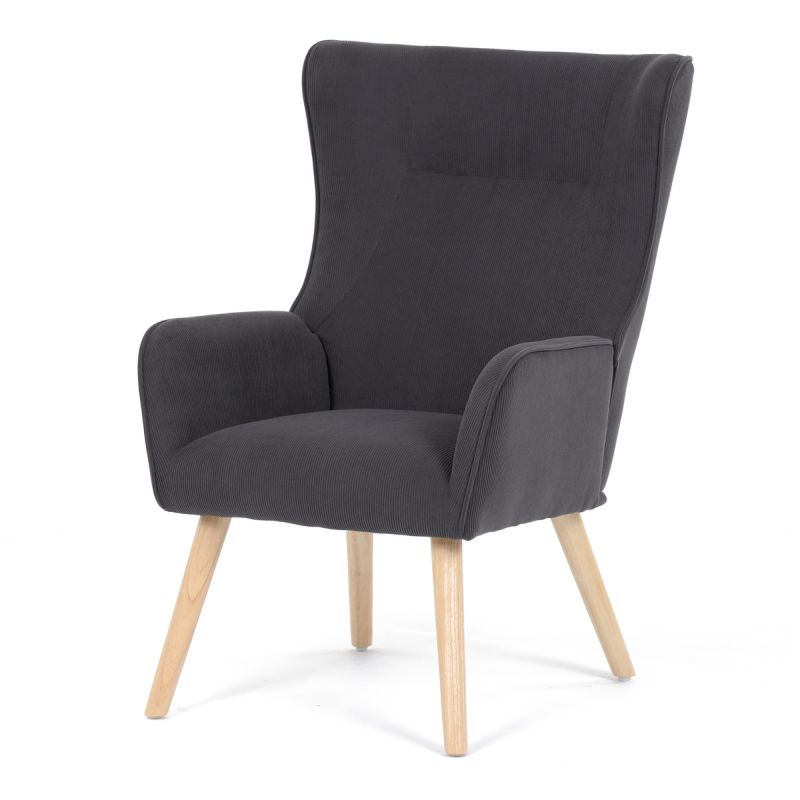 Kreslo ušiak, sivá, menšestrová, látka, AK-314 GREY2