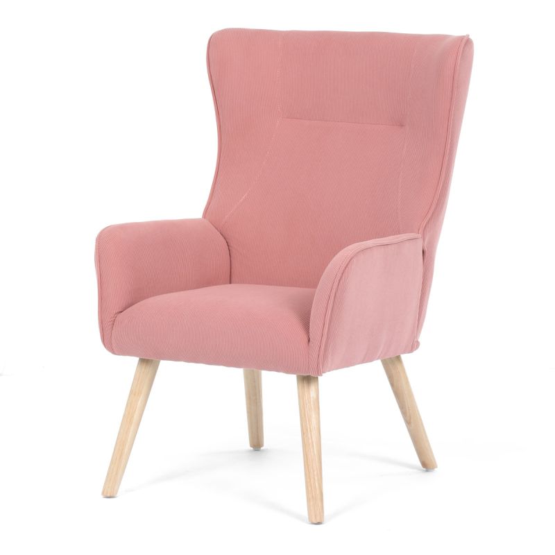 Kreslo ušiak, ružová manšestrová látka, AK-314 PINK2