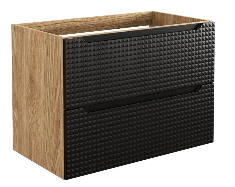 Skrinka pod umývadlo, 80cm, dub olejovaný, čierna, LUXOR BLACK 82-80-2S