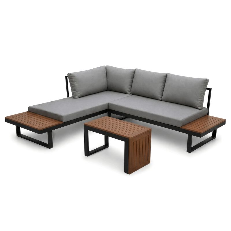 Záhradný set, hliník, polywood, sivá, AZS-G1924 GREY