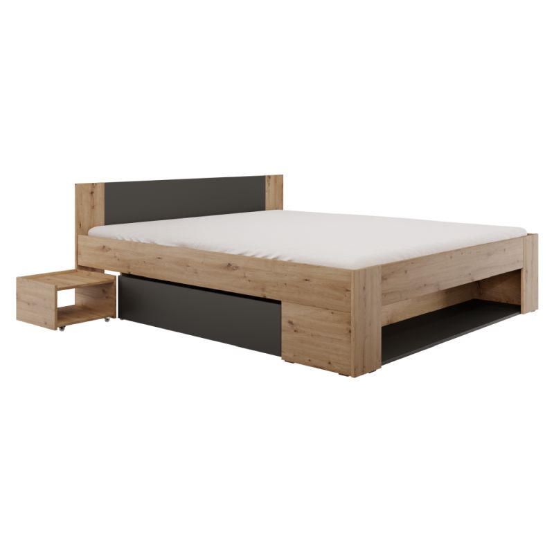 Kondela Manželská posteľ, 180x200, dub artisan, antracit, UNIS