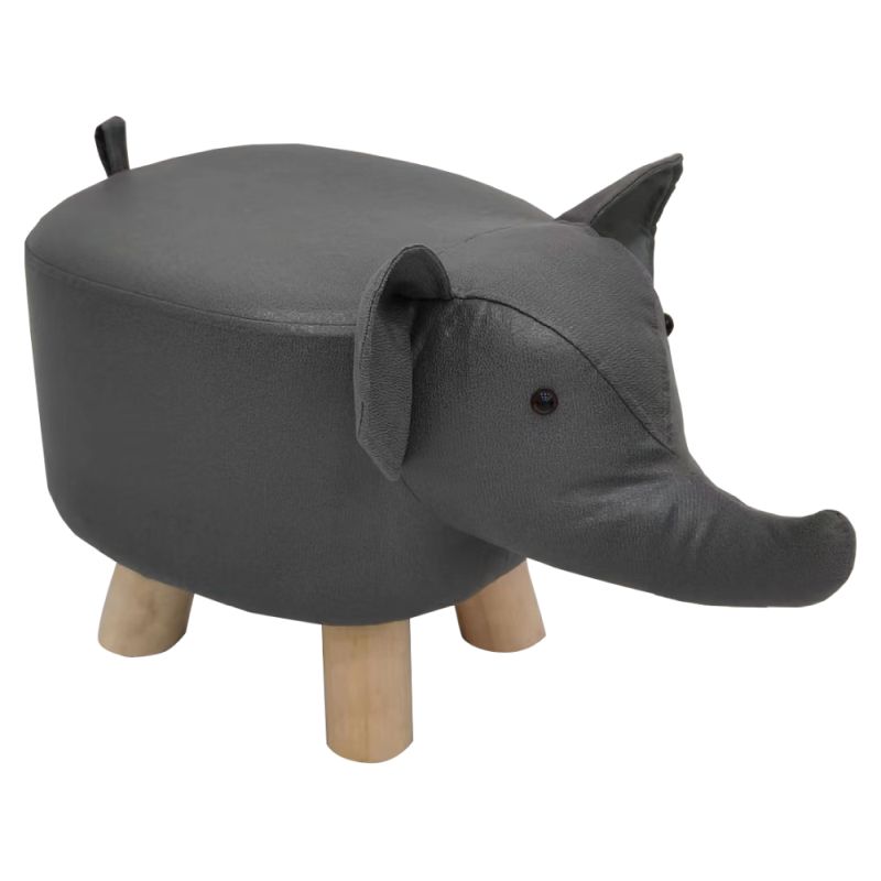 Kondela Taburet, 51cm, v tvare sloníka, sivý, prírodný, BALBO