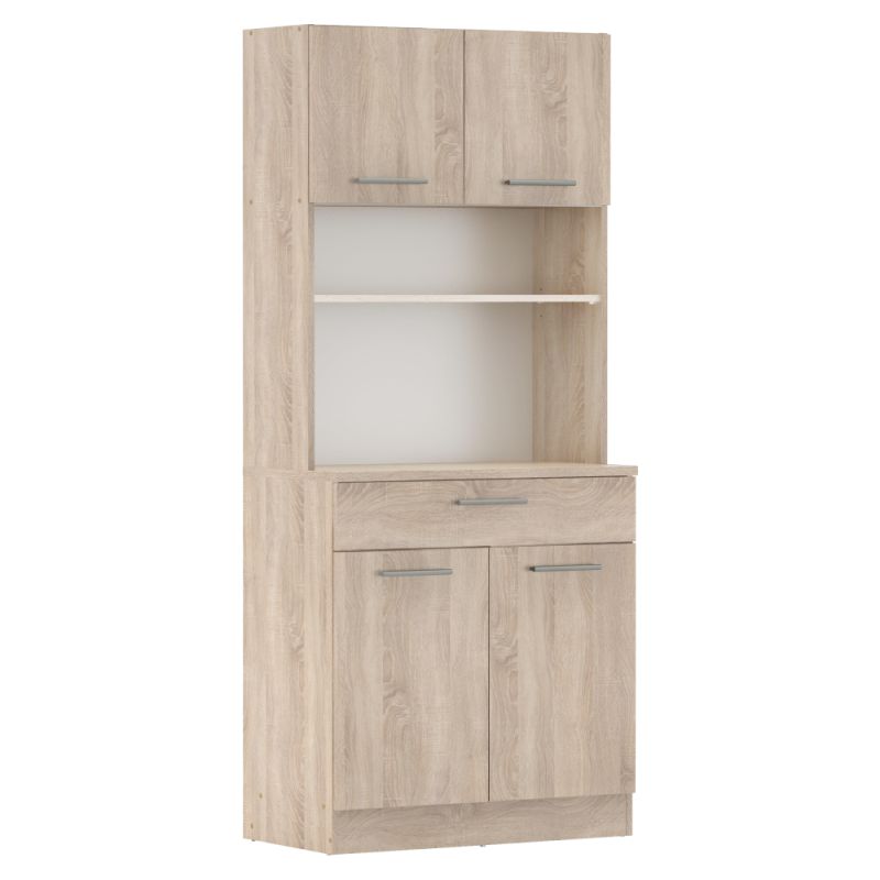 Štvordverový kredenc, 80cm, dub sonoma, DOMIS NEW