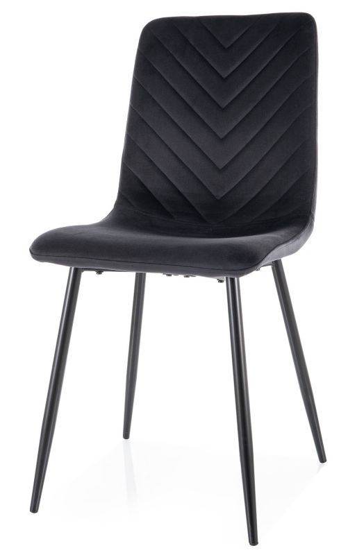 Jedálenská stolička, čierna látka, nohy kov čierny, DAREN VELVET