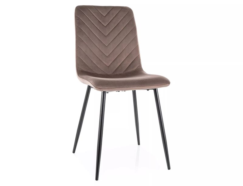 Jedálenská stolička, cappuccino látka, nohy kov čierny, DAREN VELVET