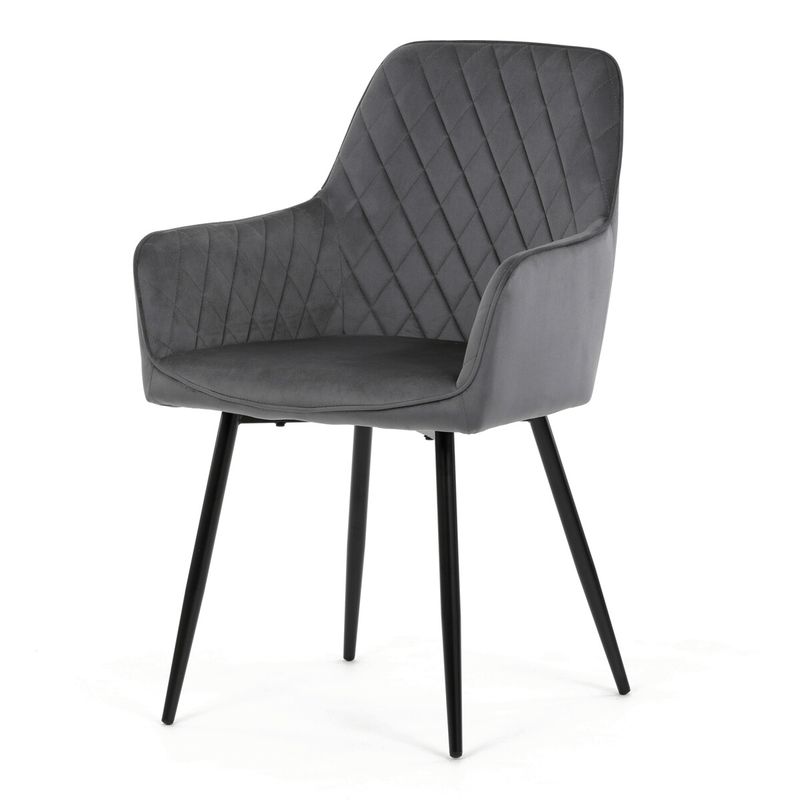 Jedálenská stolička, sivá, zamatová, látka, DCH-215 GREY4