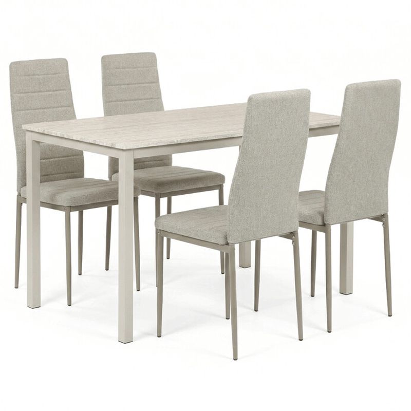 Jedálenský set 1+4, 110x70cm, MDF, travertín, látka krémová, ASE-1039 CRM2