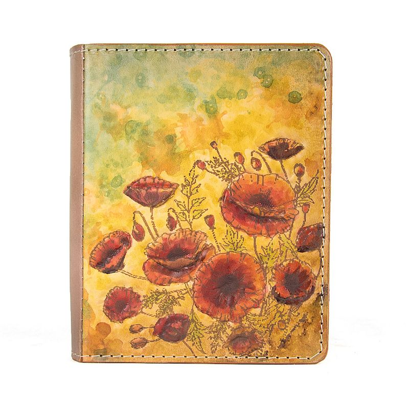 Ručne tvarovaný, vyklepávaný reliéfny kožený zápisník – Vlčie maky