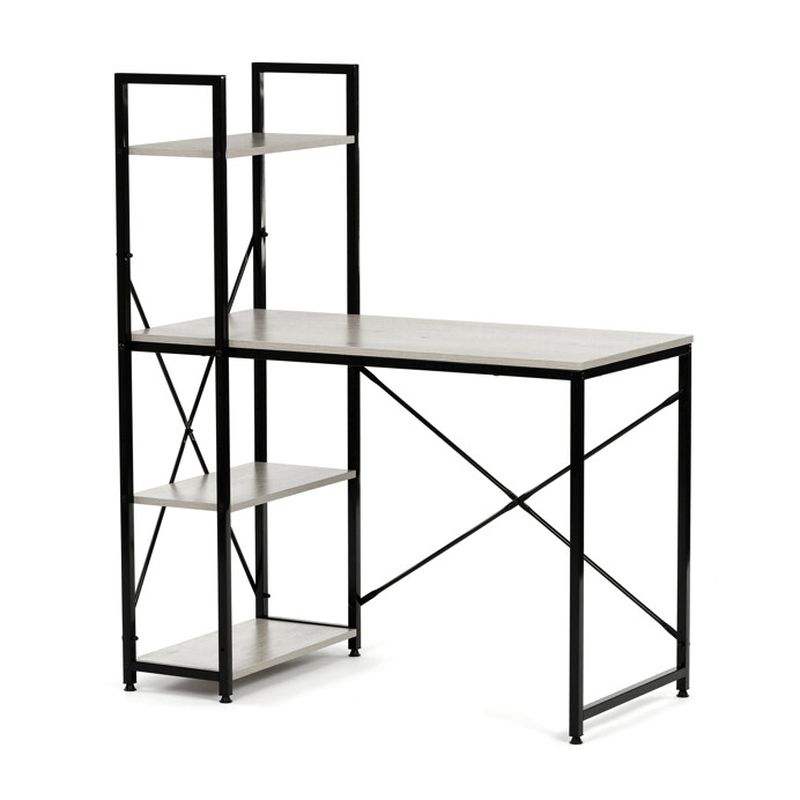 Pracovný stôl s regálom, 100x48cm, MDF, bielený dub, GD-512 WT