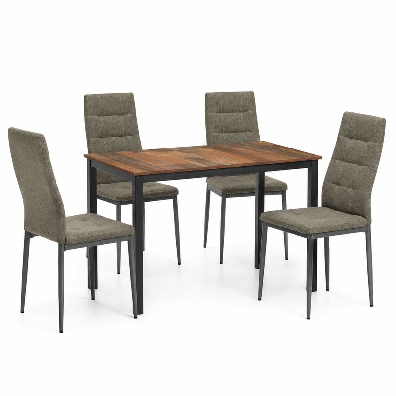 Jedálenský set 1+4, 110x70cm, MDF, staré drevo, látka hnedá, AUTRON