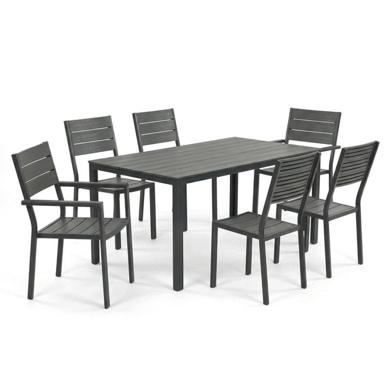 Záhradná zostava, polywood, kov, sivá, AZS-B1656 GREY