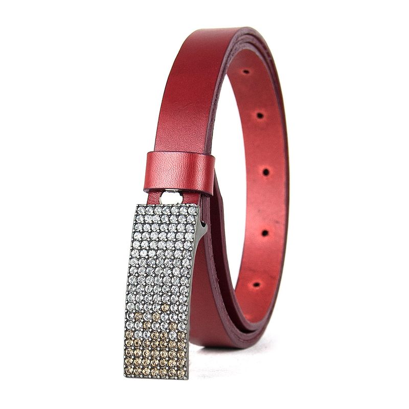 Dámsky kožený opasok SWAROVSKI BROWN, šírka 2cm, Vyrobené na Slovensku - Bordový