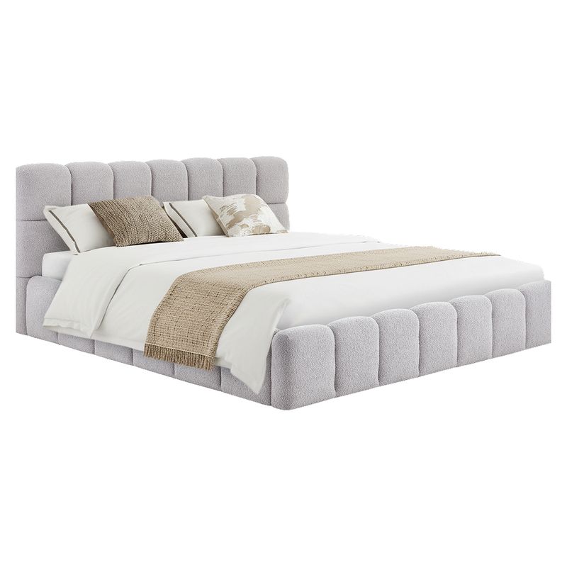 Kondela Manželská posteľ, 180x200, s roštom, sivá látka, SORELA