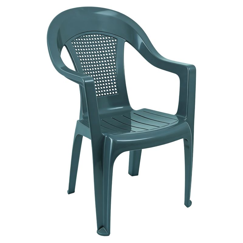 Záhradné stohovateľné kreslo, zelený plast, MEDRO
