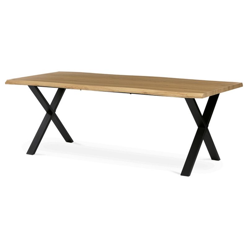 Jedálenský stôl 210x100cm, MDF divoký dub, kov čierny, HT-F4321 OAK