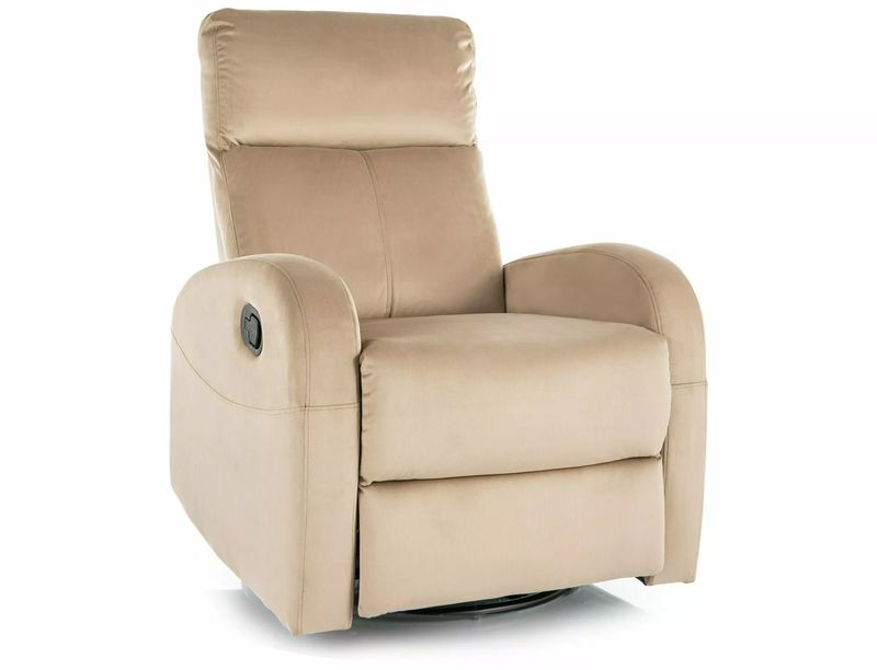 Relaxačné, otočné kreslo, béžová látka, OLIMP VELVET