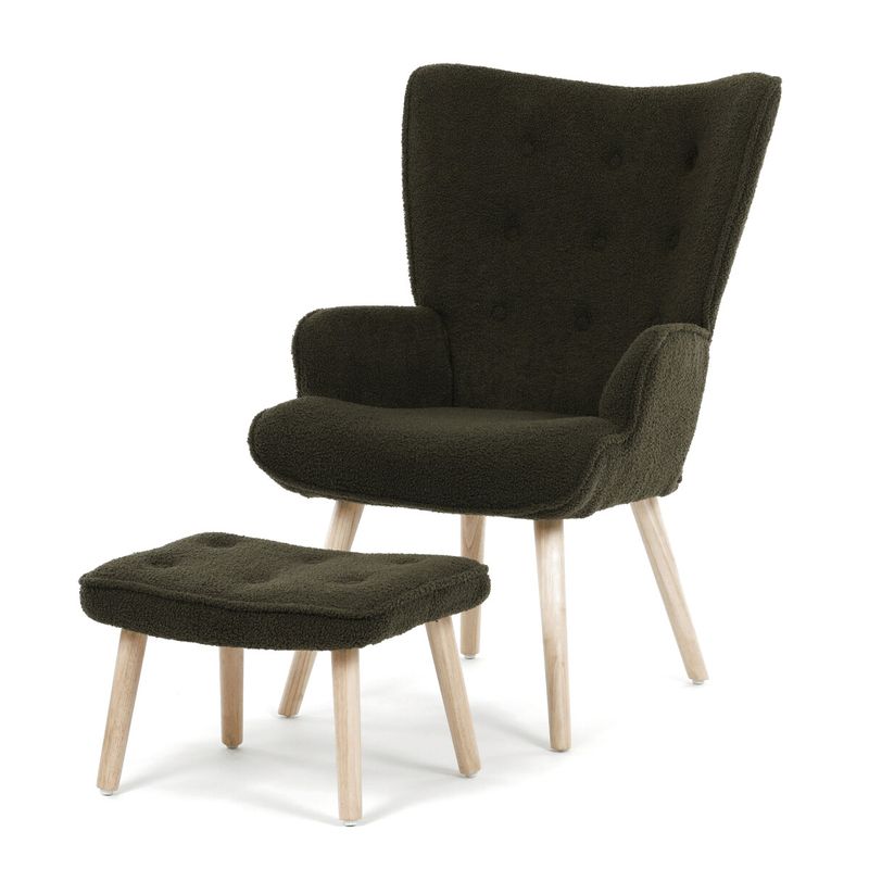 Relaxačné kreslo, ušiak, zelená látka bouclé, AK-319 GRN2
