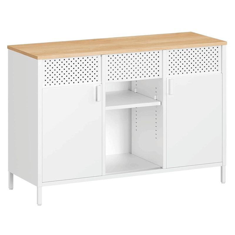 Komoda 110x40x76cm, kov, biela, AUK-E1420 WT