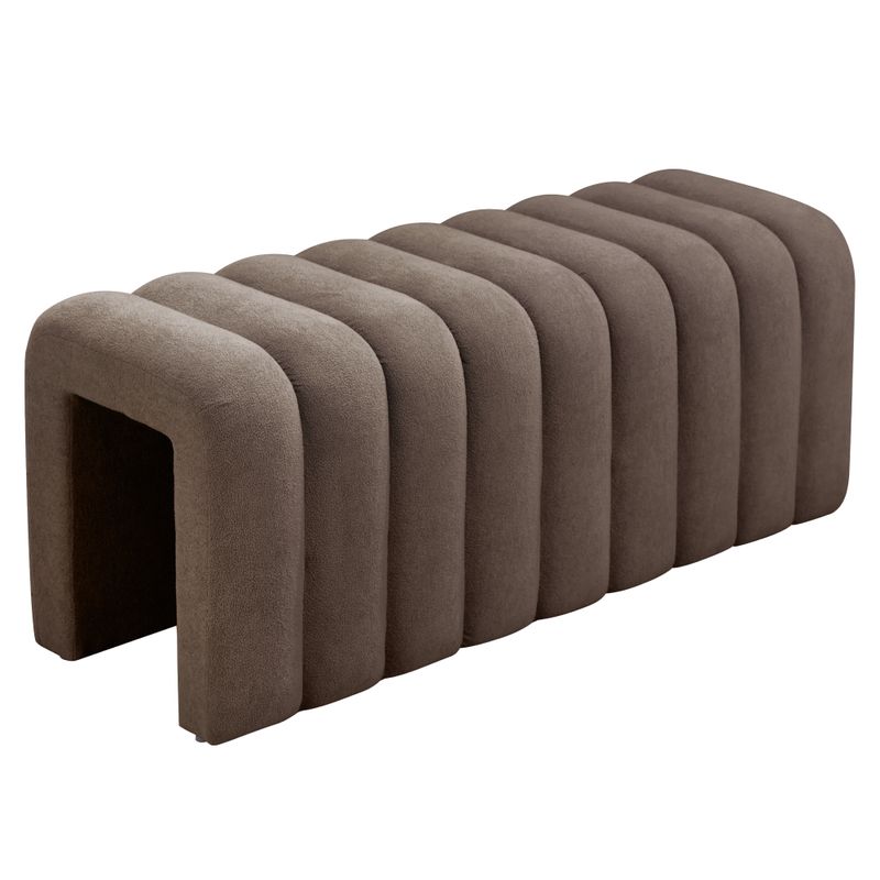 Dizajnová lavica, 95cm, hnedá látka, SUNDO