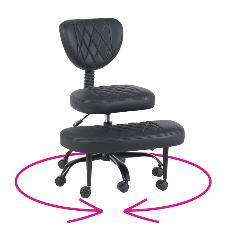 Ergonomická kľakačka, 44cm, čierna ekokoža, čierny kov, SAMER