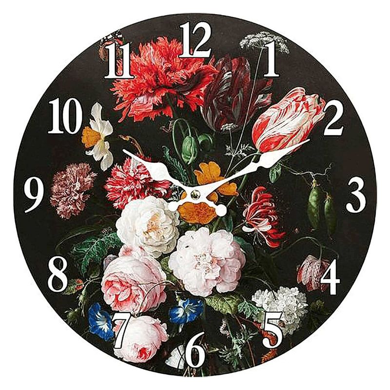 Hodiny nástenné, MDF, kvetinový motív, 34cm, HA1705