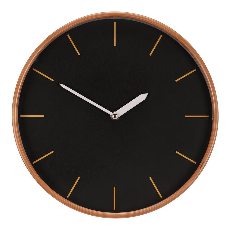Hodiny nástenné, MDF a drevený rám, čierne, 32cm, HA1802