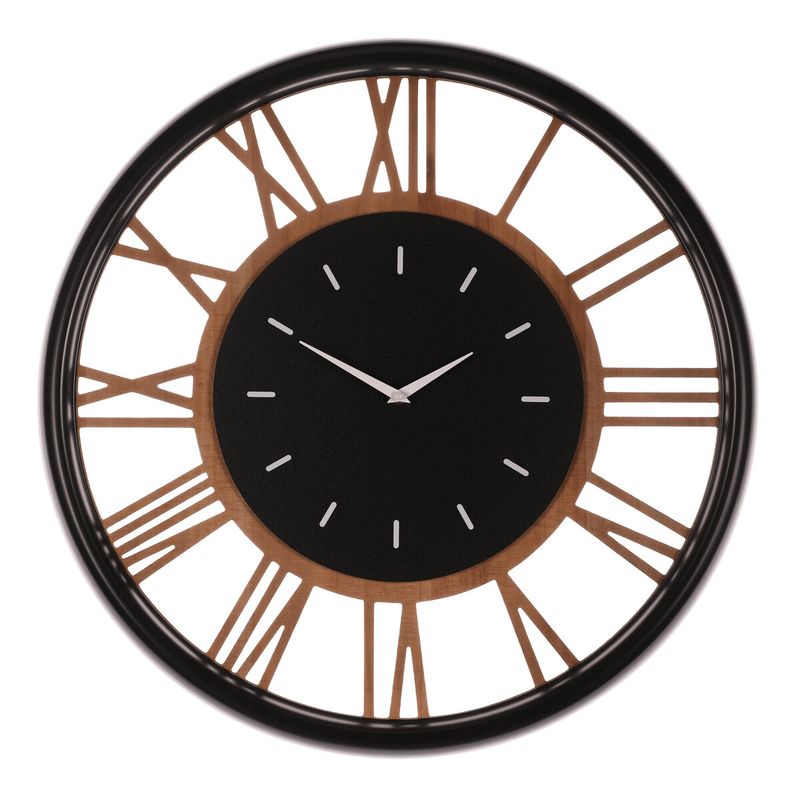Hodiny nástenné, MDF a kov, rímske číslice, 60cm, HW4000