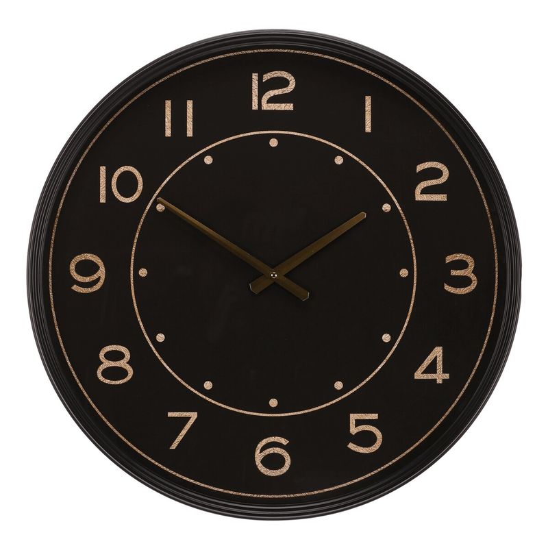 Hodiny nástenné, kovové, čierne so zlatými číslami, 60cm, HW4002