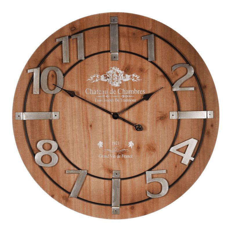 Hodiny nástenné, MDF s imitáciou dyhy, kovové číslice, 68cm, HW4010